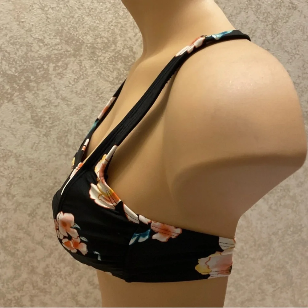 Xhilaration Black Floral Bikini Top